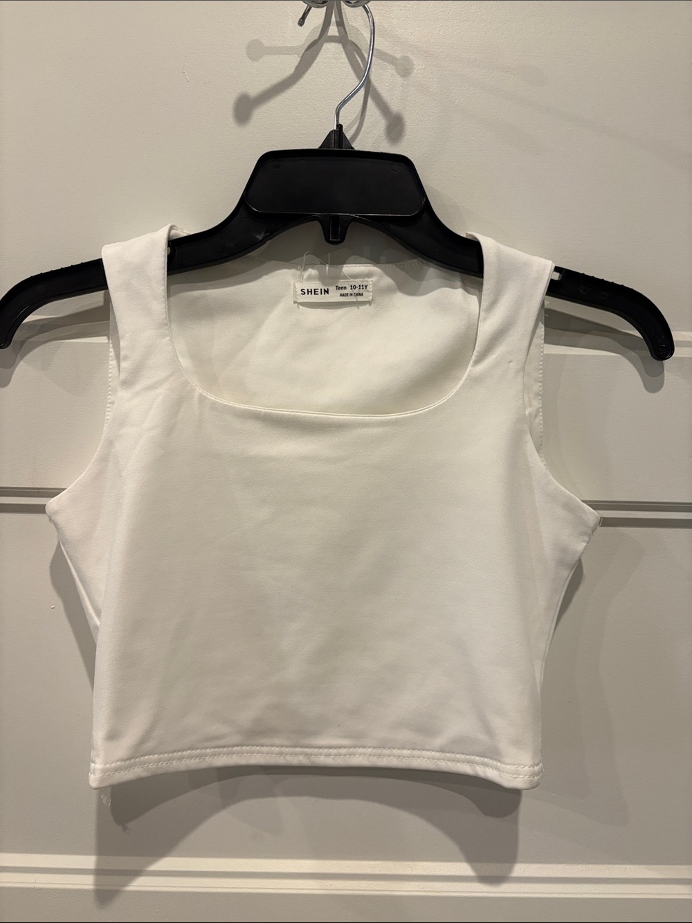SHEIN White Square Neck Crop Top